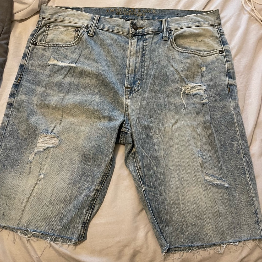 Mens Distressed American Eagles Jean Shorts